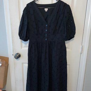 a new day Black Midi Eyelet Dress